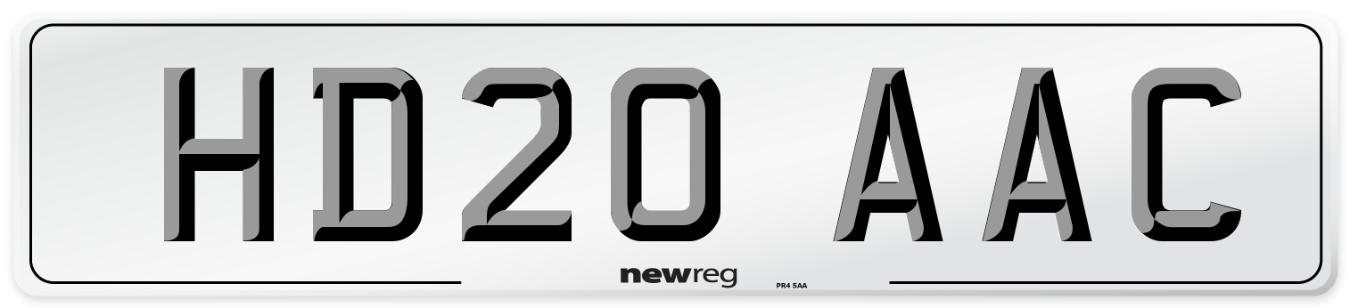 HD20 AAC Number Plate from New Reg